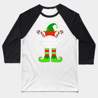 Coffee Drinking Elf Matching Family Group Christmas Party Pajama - Gift For Boys, Girls, Dad, Mom, Friend, Christmas Pajama Lovers - Christmas Pajama Lover Funny Baseball T-Shirt